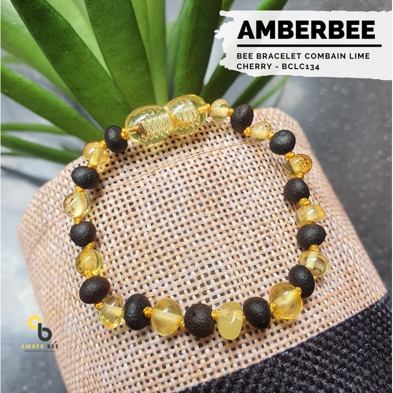 Gelang Anak Amber Baltic Lithuania Premium Mix Lime Cherry BCLC134 By Amber Bee