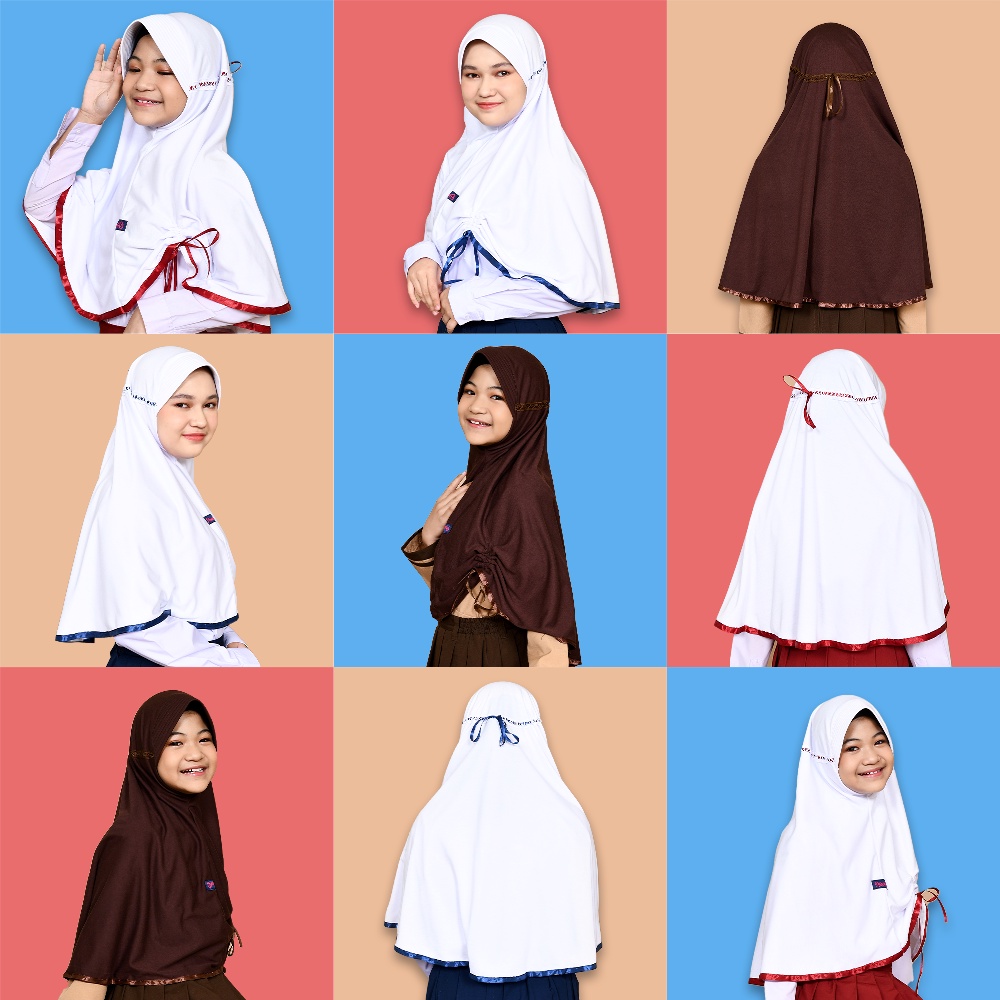 Hooflakids Kerudung Jilbab Anak Sekolah Instan Serut Tertutup SD SMPbhinneka