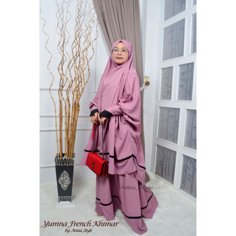 GAMIS SET FRENCH KHIMAR / YUMNA FRENCH KHIMAR / CADAR MENYATU ANTI GERAH