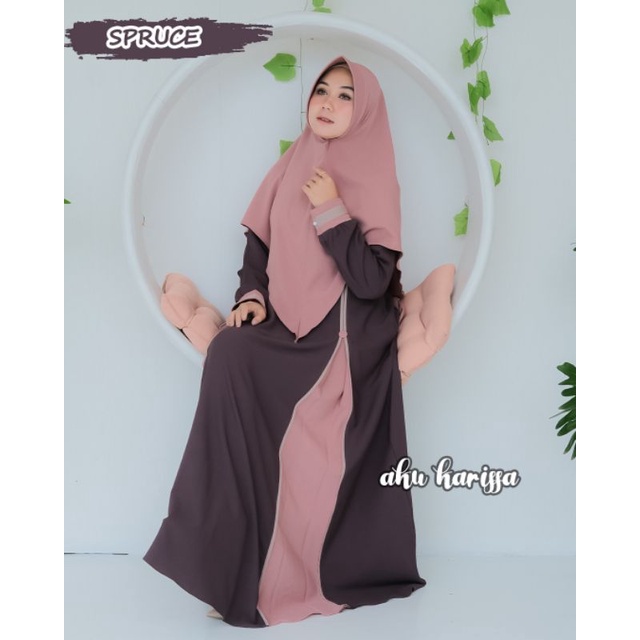 AMEENA Syar'i Ori By AKU KARISSA/Gamis Aku Karissa/Gamis Set Hijab-Spruce