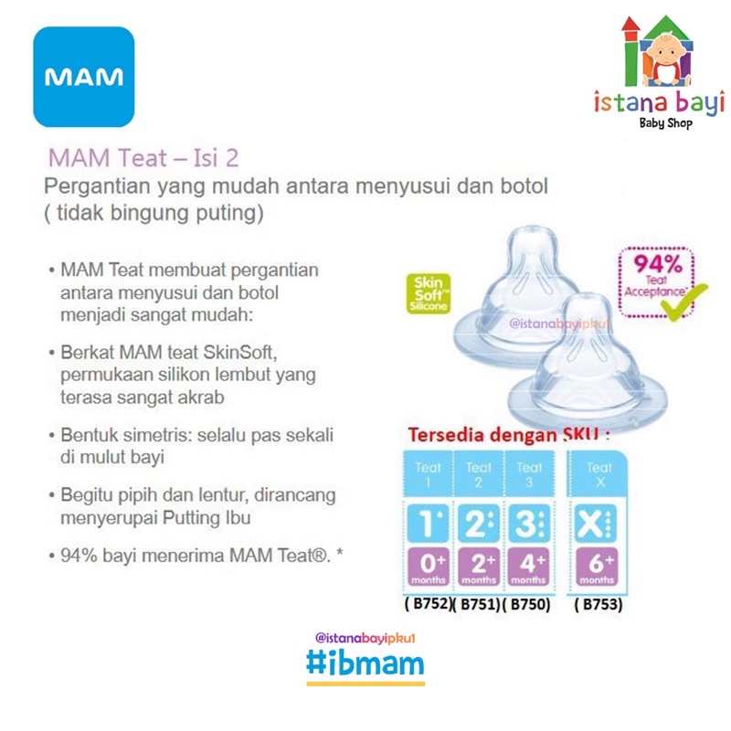 Mam Silk Teat Isi 1 dan 2 / Dot Bayi - Mam Dot