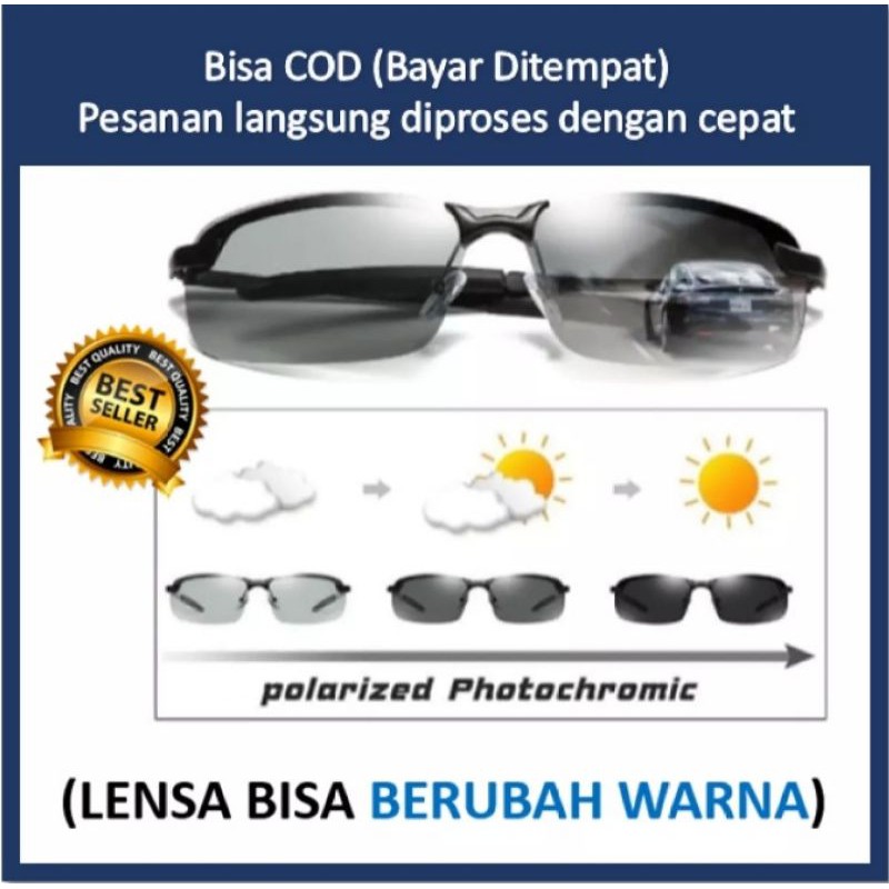 KACAMATA POLARIZED PHOTOCROMIC ANTI RADIASI UV400 SIANG MALAM PRIA WANITA