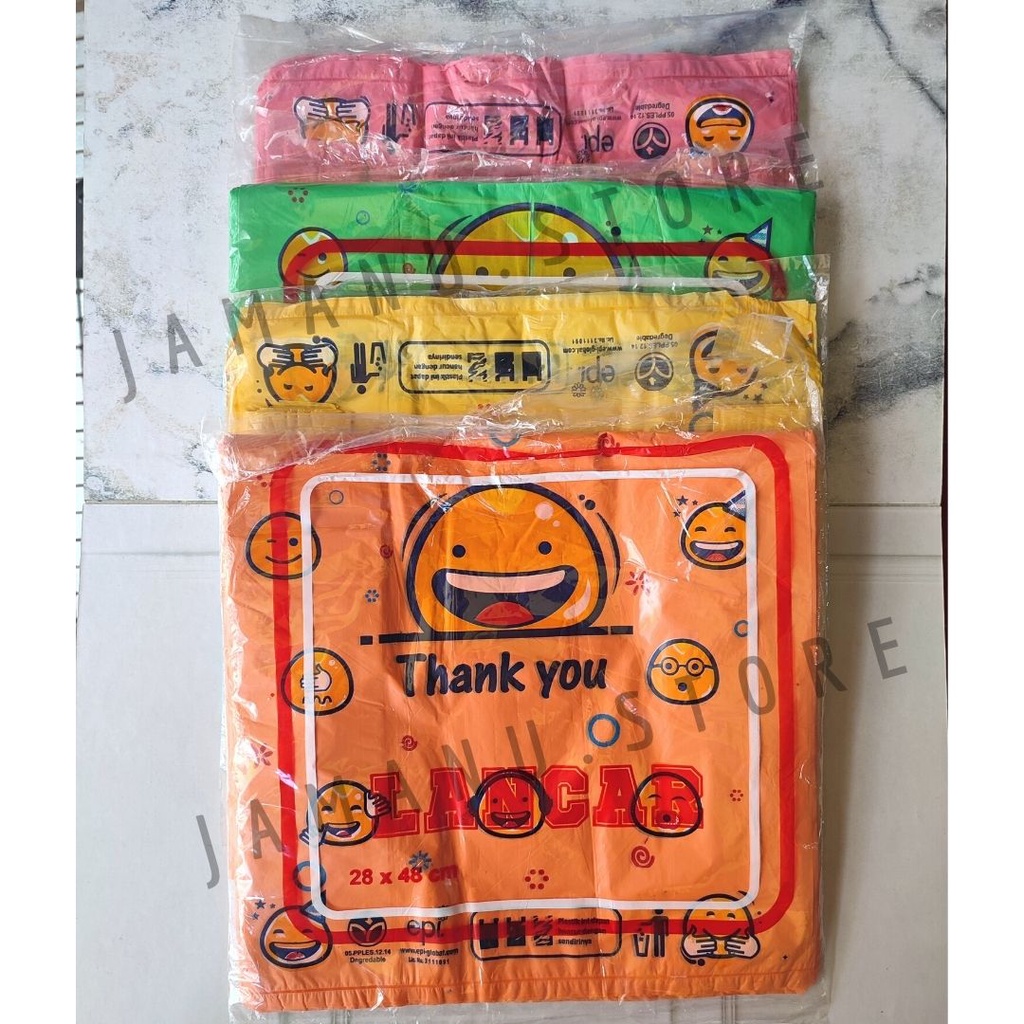 28x48cm Kantong Kresek Olshop Motif Thank You Smile Murah