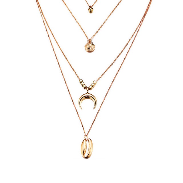 17KM Multi-layer Necklace Bohemian Chain Shell Horn Scallop-9#
