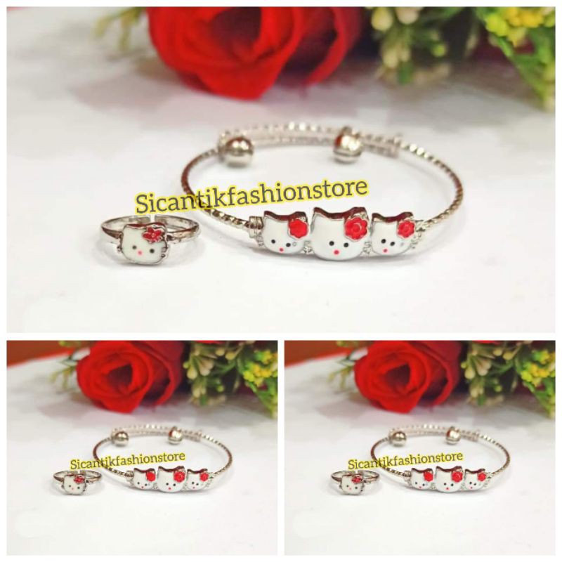 Perhiasan Titanium anak anak Gelang cincin Titanium Terlaris anti Karat Perhiasan set anak lucu imut