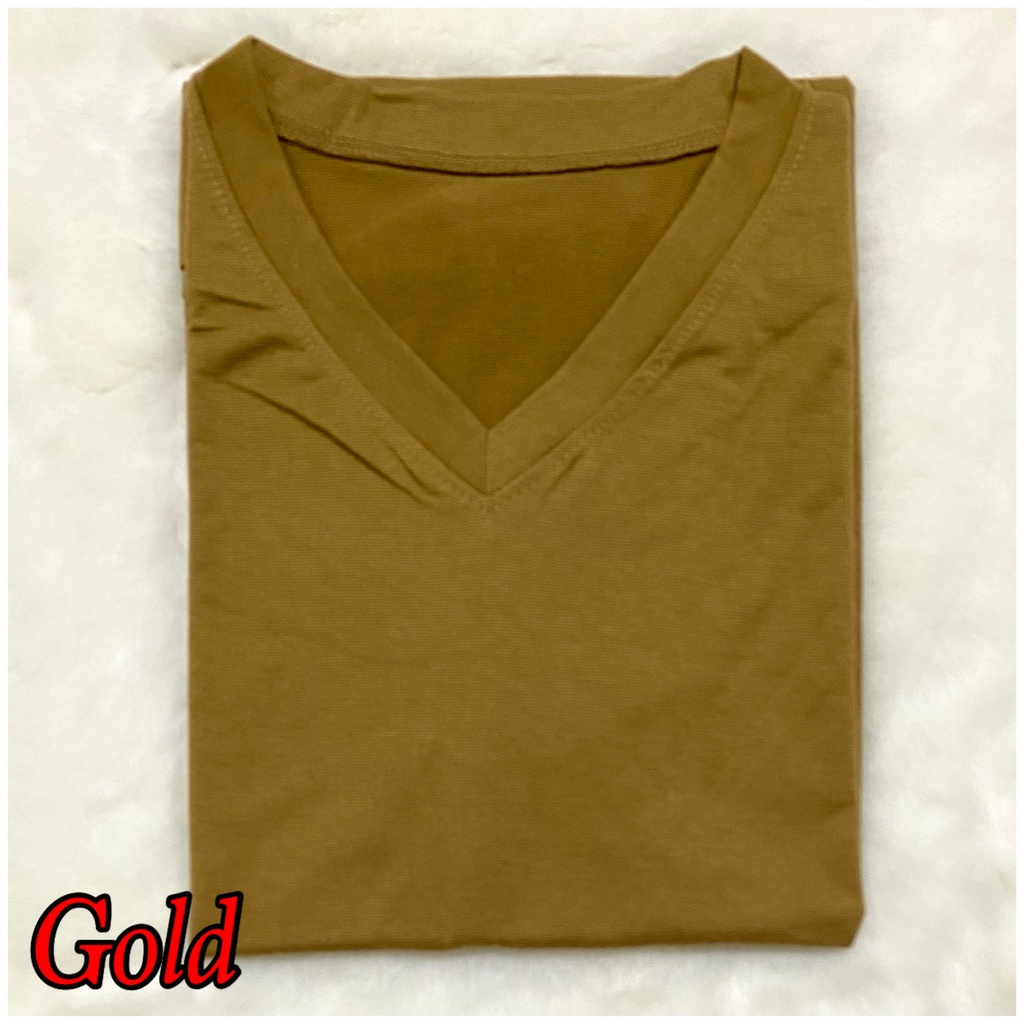 V-NECK JUMBO XXL Panjang / Kaos Polos Basic Vneck Panjang /  t-shirt / Atasan Pakaian Wanita Murah-TPJ XXL - GOLD