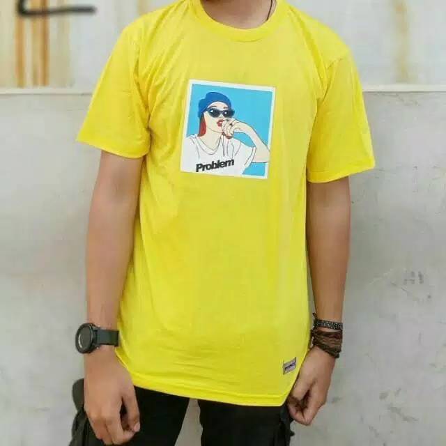 KAOS DISTRO PROBLEM CLUB BAJU KUNING KAOS KUNING PAKAIAN PRIA FREEDOM ATASAN WANITA ORIGINAL EFG