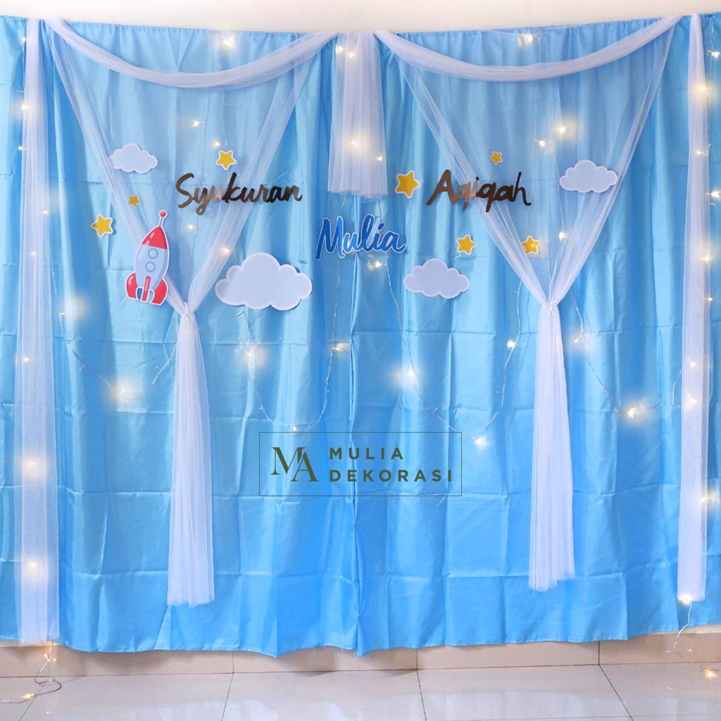 Dekorasi Backdrop Aqiqah Khitan Syukuran 4 7 Bulan Ulang Tahun Background lamaran nikah Paket N