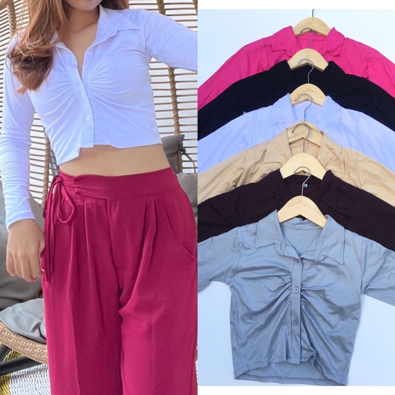 CROP TOP KERAH KANCING PANJANG LARISTA