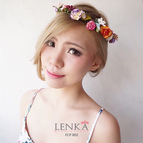 [PRODUK TERBATAS] FLOWER CROWN RAINBOW WEDDING HEADPIECE BRIDAL BANDO BUNGA FCP002