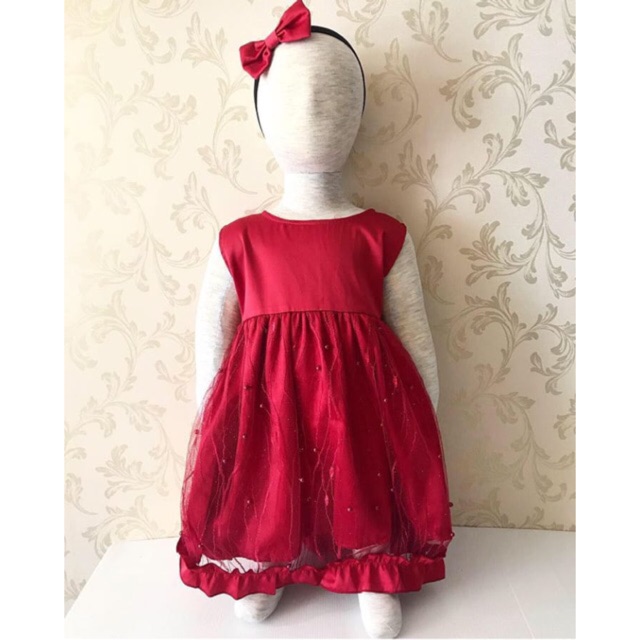 Dress pesta anak  perempuan bagus  keren 1set dress dan 