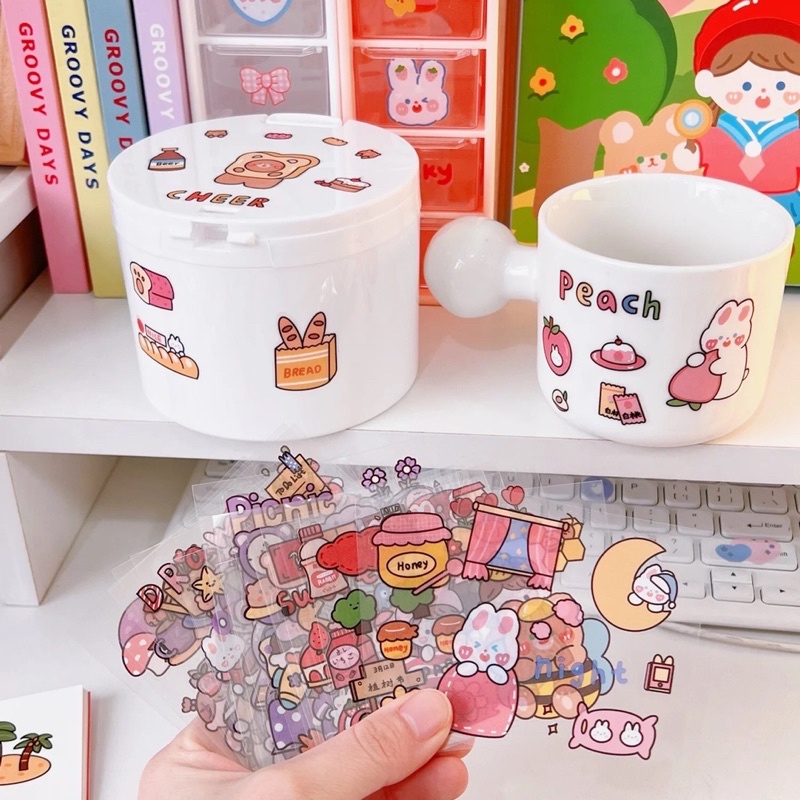 READY STOCK BISA COD 1 - 5 LEMBAR STIKER LUCU TANPA KOTAK BOTOL MINUM VIRAL TANPA BOX DEKORASI JURNAL BUKU CATATAN DIARY SCRAPBOOK ORGANIZER AESTHETIC FANCY KAWAII KIYOWO GAYA KOREA JEPANG PVC PET KARAKTER KARTUN ANAK PEREMPUAN HEWAN IMUT ANTI AIR KELINCI