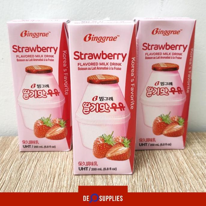 

Binggrae Strawberry Milk 200ml - Susu Korea Stroberi Bingrae Bingre