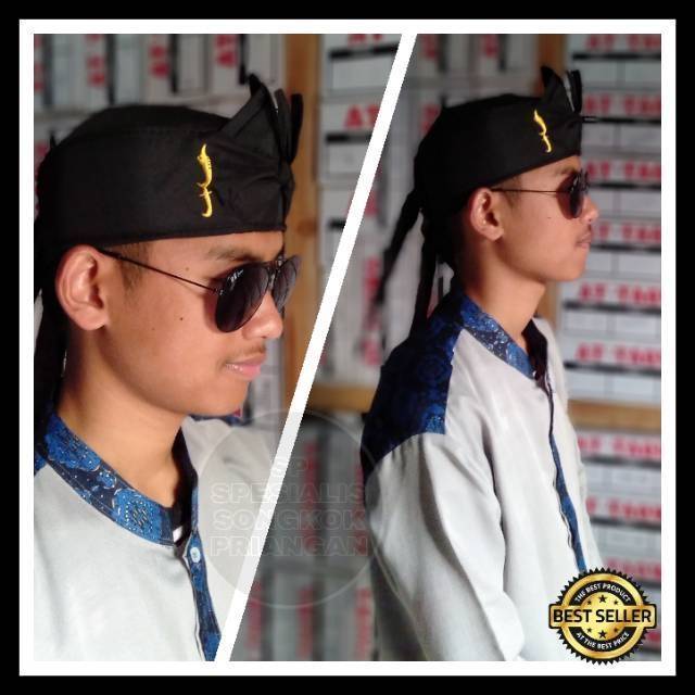 Blangkon Ikat kepala Bordir Kujang emas