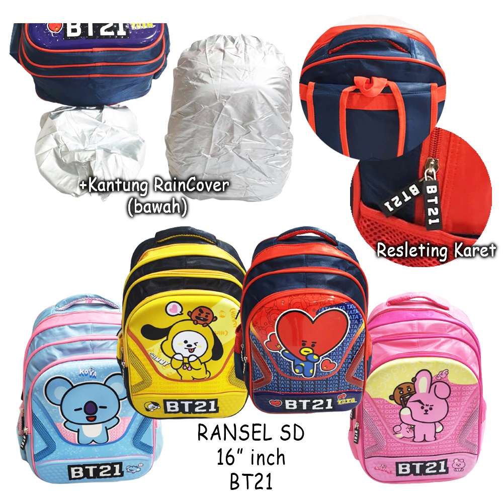 FREE RAIN COVER - TAS SEKOLAH ANAK SD 16inch GAMBAR KARTUN 3RESLETING TIMBUL IMPORT