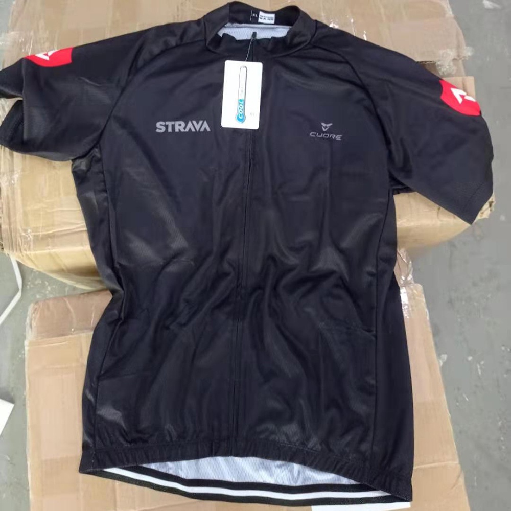 STRAVA Set Pakaian Olahraga Sepeda Pria Cycling Breathable Jersey Gel Padded Size XL/L/M - Black