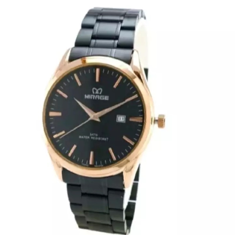 Original Jam Tangan Pria Mirage 8708M Silver Plat Putih, all black, black rosegold dial