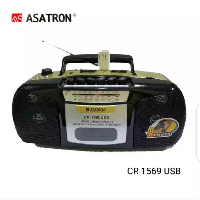 Radio Asatron CR-1568/1569USB Radio Kaset Tape Pita AM FM Flashdisk SD Card 4 Band