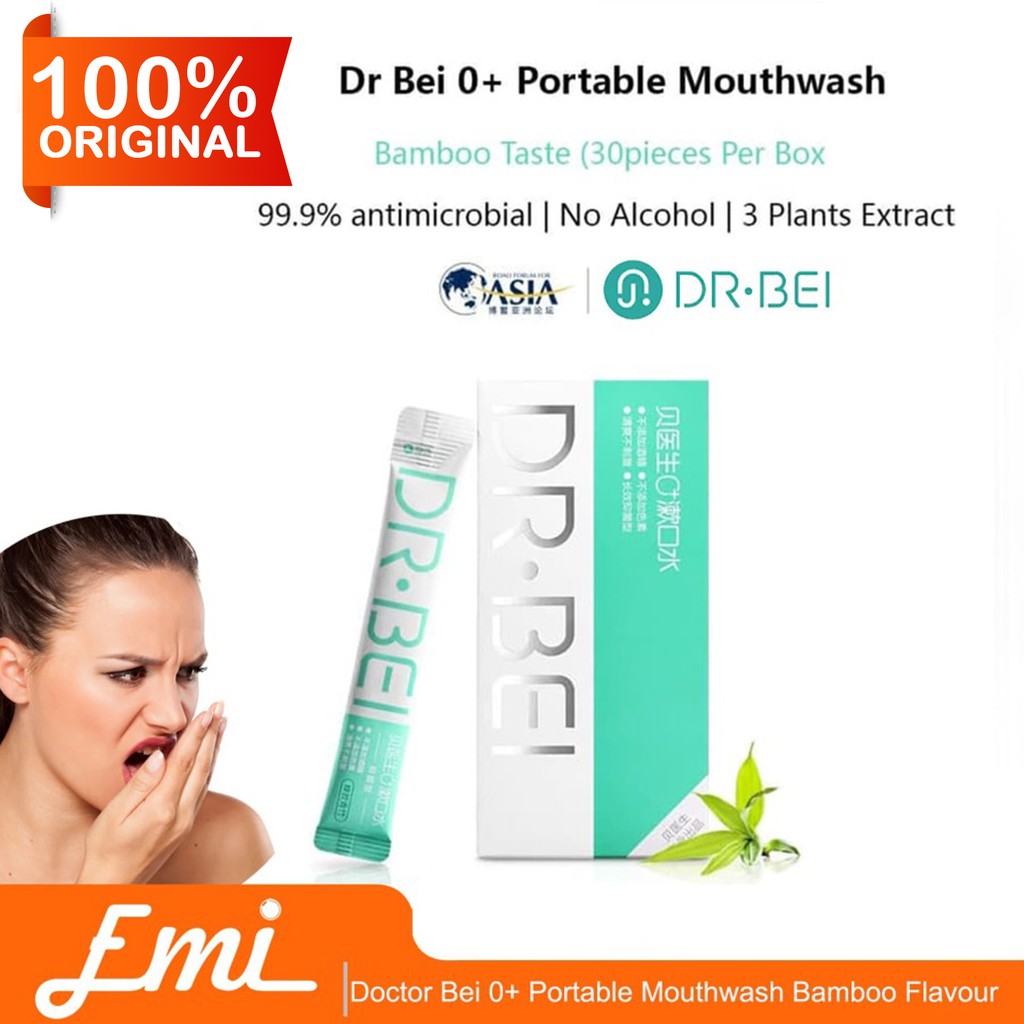 Doctor Bei 0+ Portable Mouthwash Bamboo Flavour 30Pcs Obat Kumur