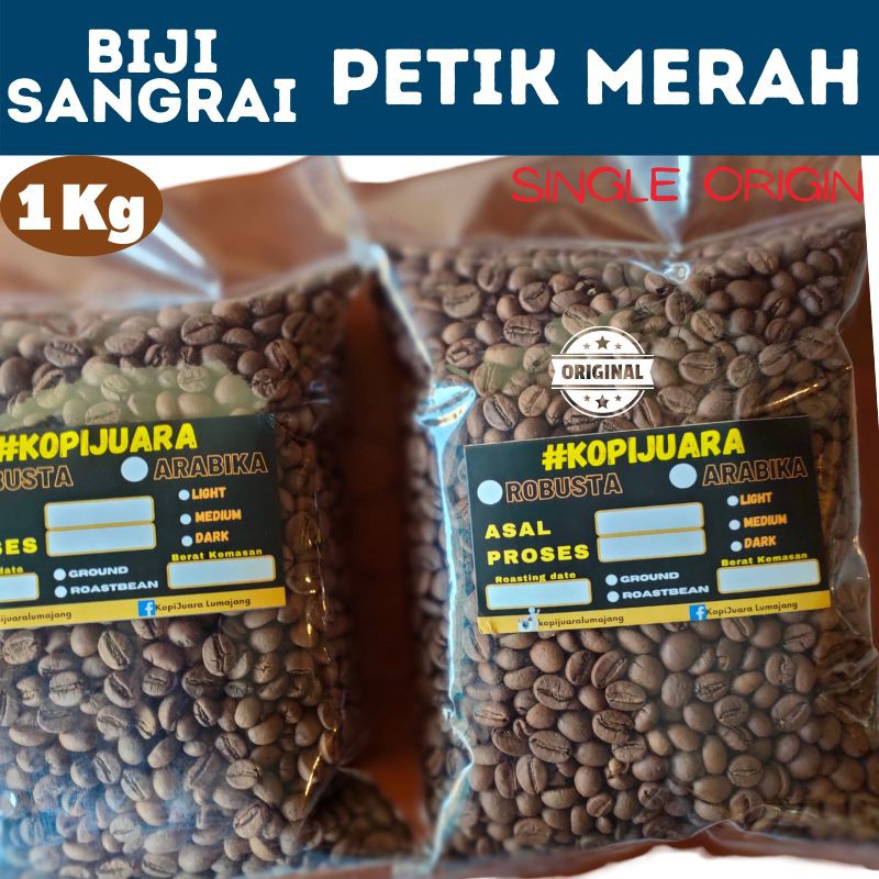 Roastbean Robusta Kopi Petik Merah 1Kg Single Origin Proses Natural Profil Medium Roast