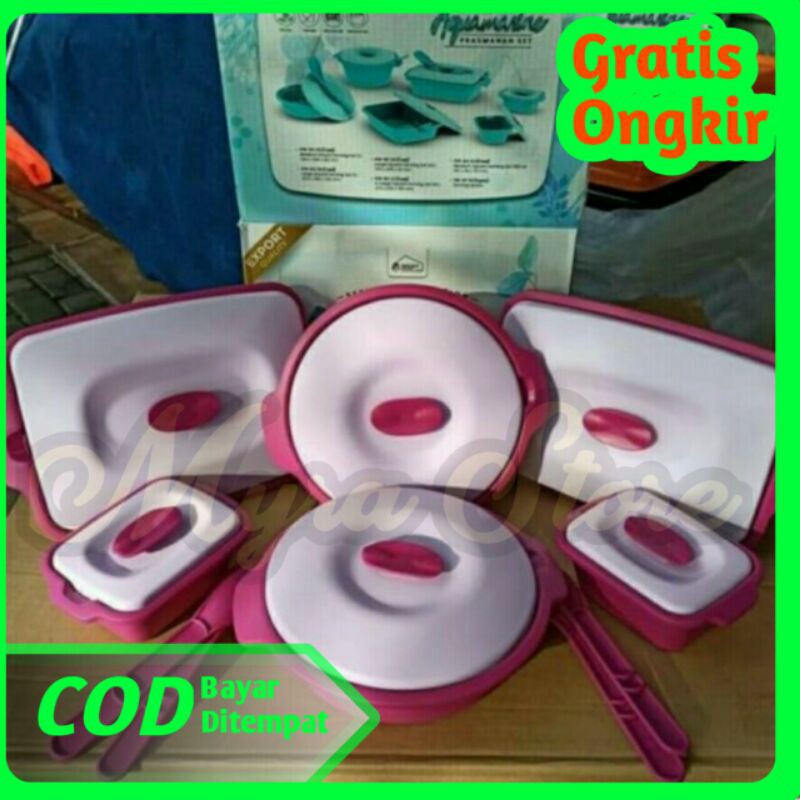 PRASMANAN SERVING SET PLASTIK AQUAMARINE Biggy BPA Free Food Safe, Microwave Safe dan Diswasher Safe