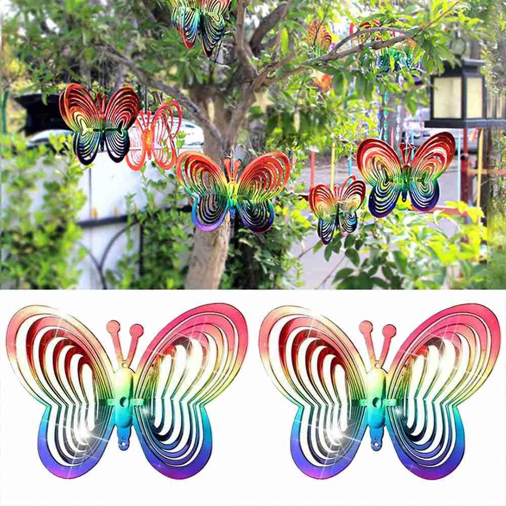 Solighter 2PCS Butterfly Wind Spinner Rumah Taman 3D Dekorasi Taman Wind Chime