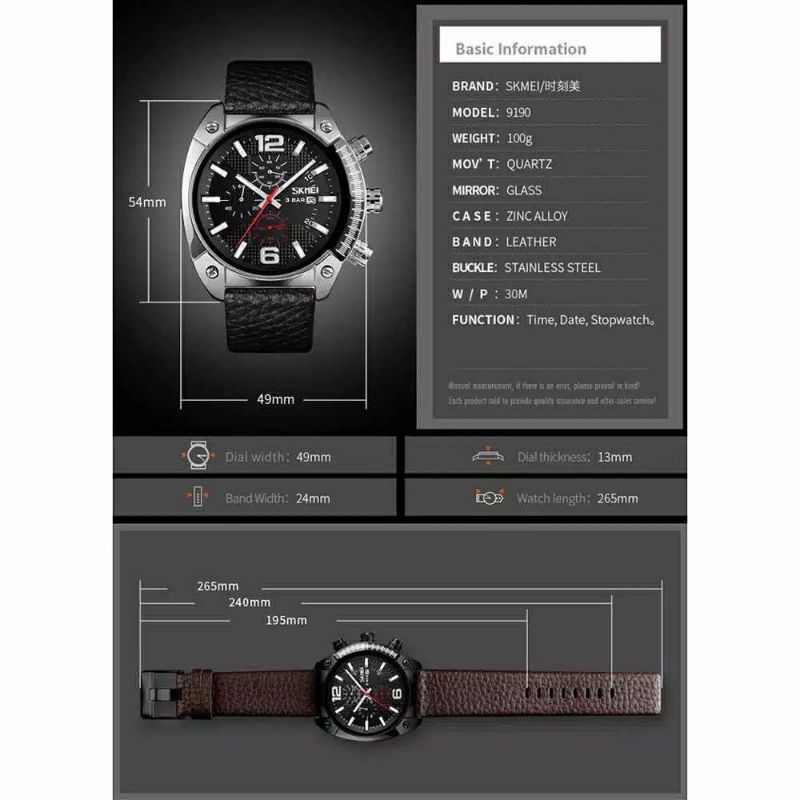 Jam Skmei 9190 original bergaransi free carton box