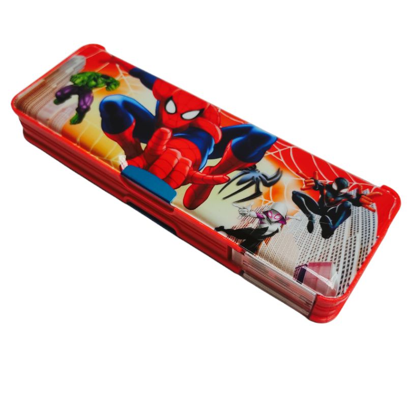 Kotak Pensil Kalkulator Serutan Motif Pony Frozen BTS BT21 Unicorn  Avengers Spiderman-SPIDERMAN