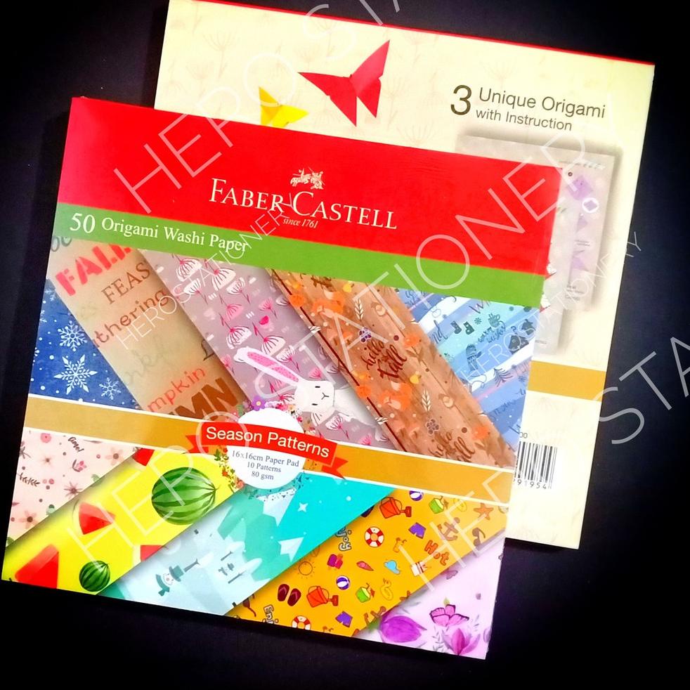 

[PRODUK HIHLD] Faber-castell washipaper kertas origami paper season patterns 10 motif 50 lembar L0J