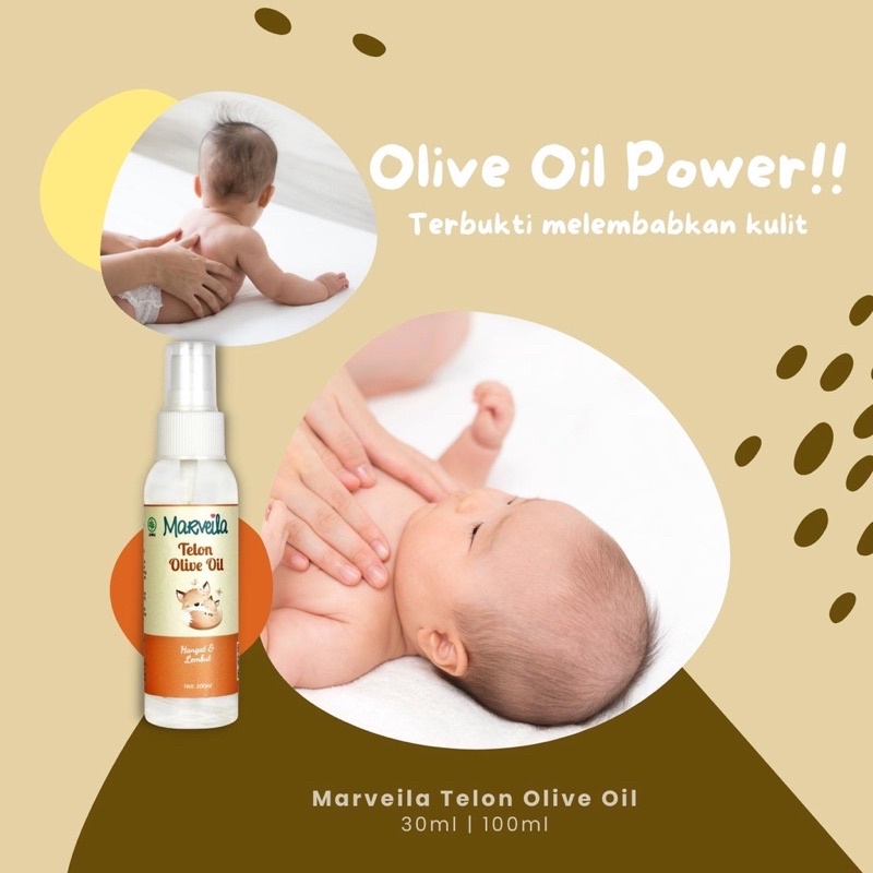 Marveila Telon Olive Oil Spray 100ml Minyak Telon Sprei Bayi Perut Kembung Kolik Bayi Penghangat tubuh bayi