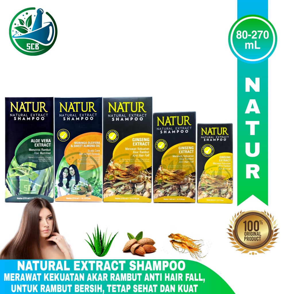 Natur Natural Extract Shampoo GINSENG EXTRACT - OLEIFERA & SWEET ALMOND OIL - ALOE VERA EXTRACT
