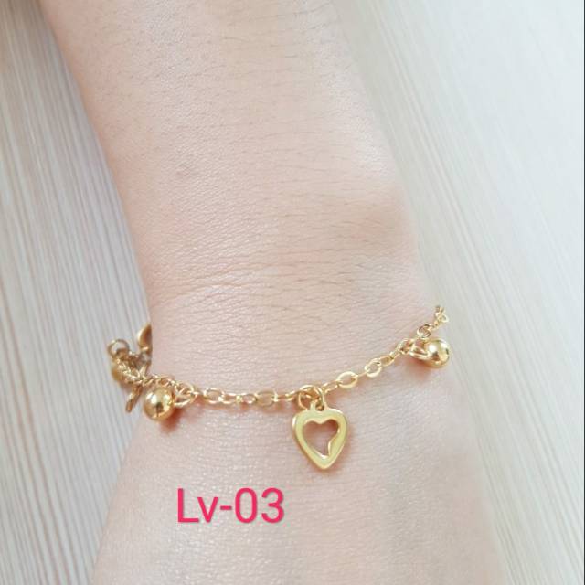 SET Gelang tangan &amp; Gelang Kaki Titanium Gold Love Import Antikarat Lv0304