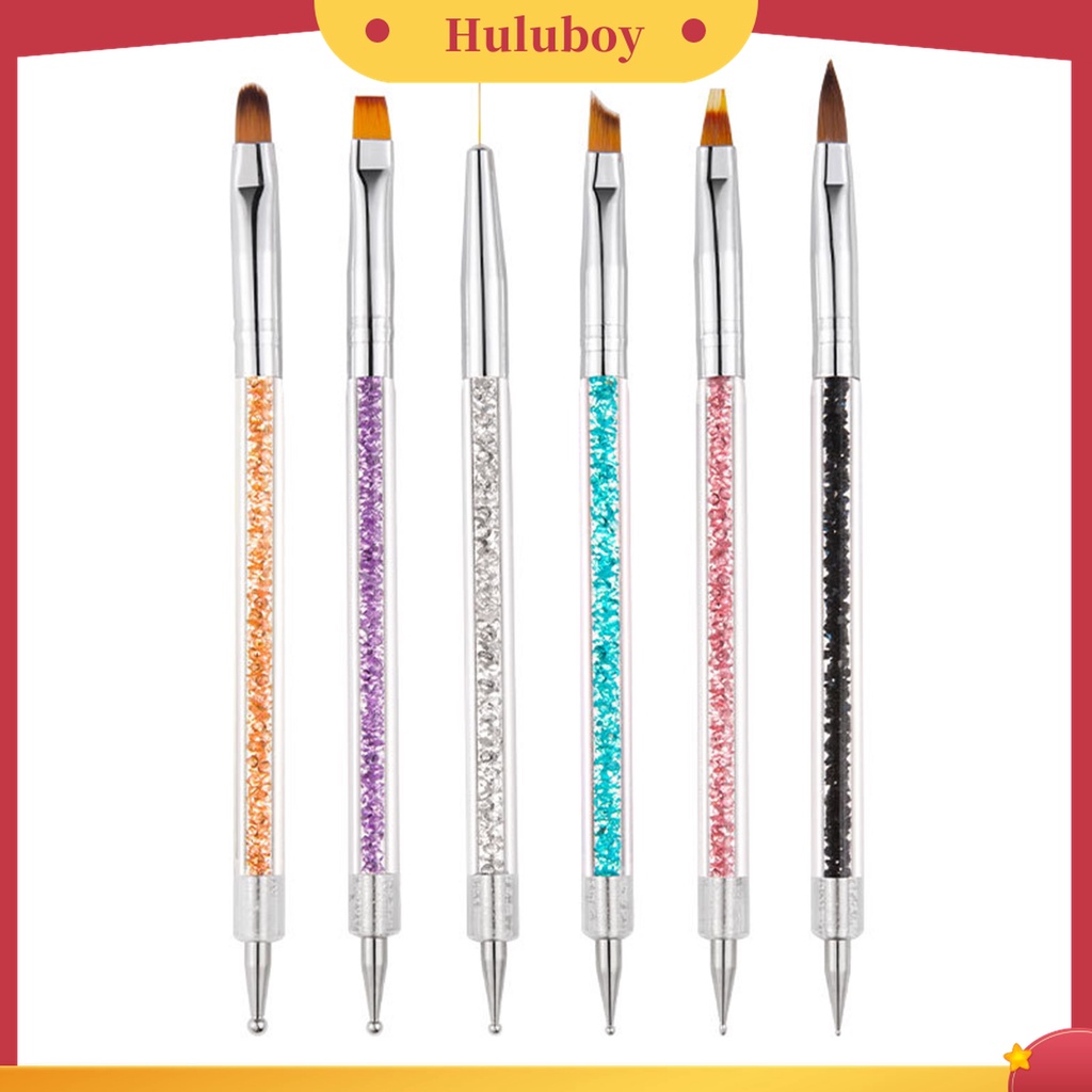 Huluboy Huluboy♡ 6pcs / Set Pena Bor Kuku Bahan Nilon Wol Model Kepala Ganda Untuk Salon