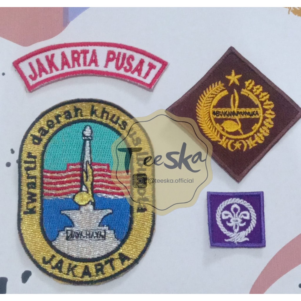 Set Atribut  Seragam Pramuka Logo Tunas Kelapa dan Wosm, Logo Kwartir Daerah ( Kwarda ) DKI Jakarta 