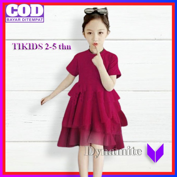 Dress TIKIDS Usia 2 - 5 Tahun Drees Dres Gaun Pesta Party Dress Baju Anak Perempuan Cewek Cewe Murah