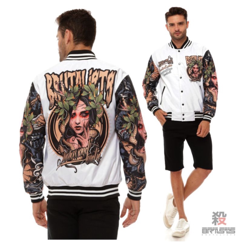 JAKET VARSITY BASEBALL BRUTALISTS DENIM JAKET UNISEX ORIGINAL PRIA WANITA-V01