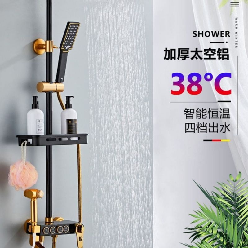 Sistem Set Shower Kamar Mandi Keran Shower Hujan Hitam Emas
