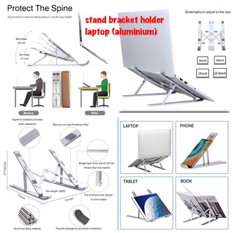 Stand Brocket Holder Laptop Bahan Alumunium