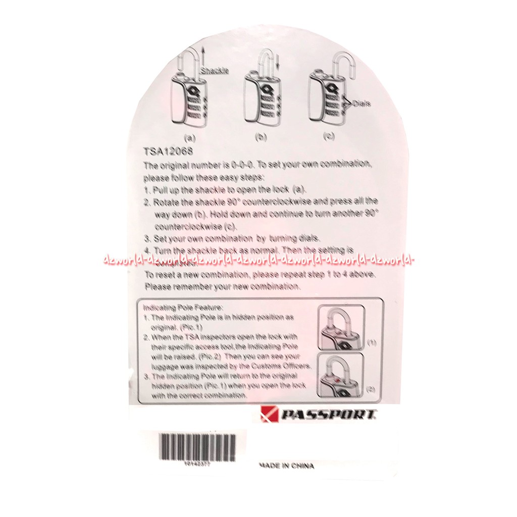 Passport Tsa Lock Gembok 3Dial Isi 2Pcs Kunci Gembok Pengaman Kombinasi 3 Digit