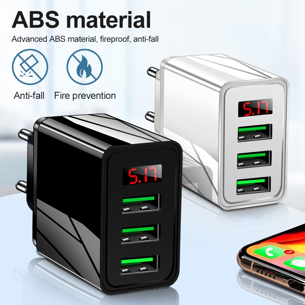 X3 Adapter Charger Dinding Usb 3.0 Tipe-C Fast Charging Display Digital Led Untuk Iphone / Android