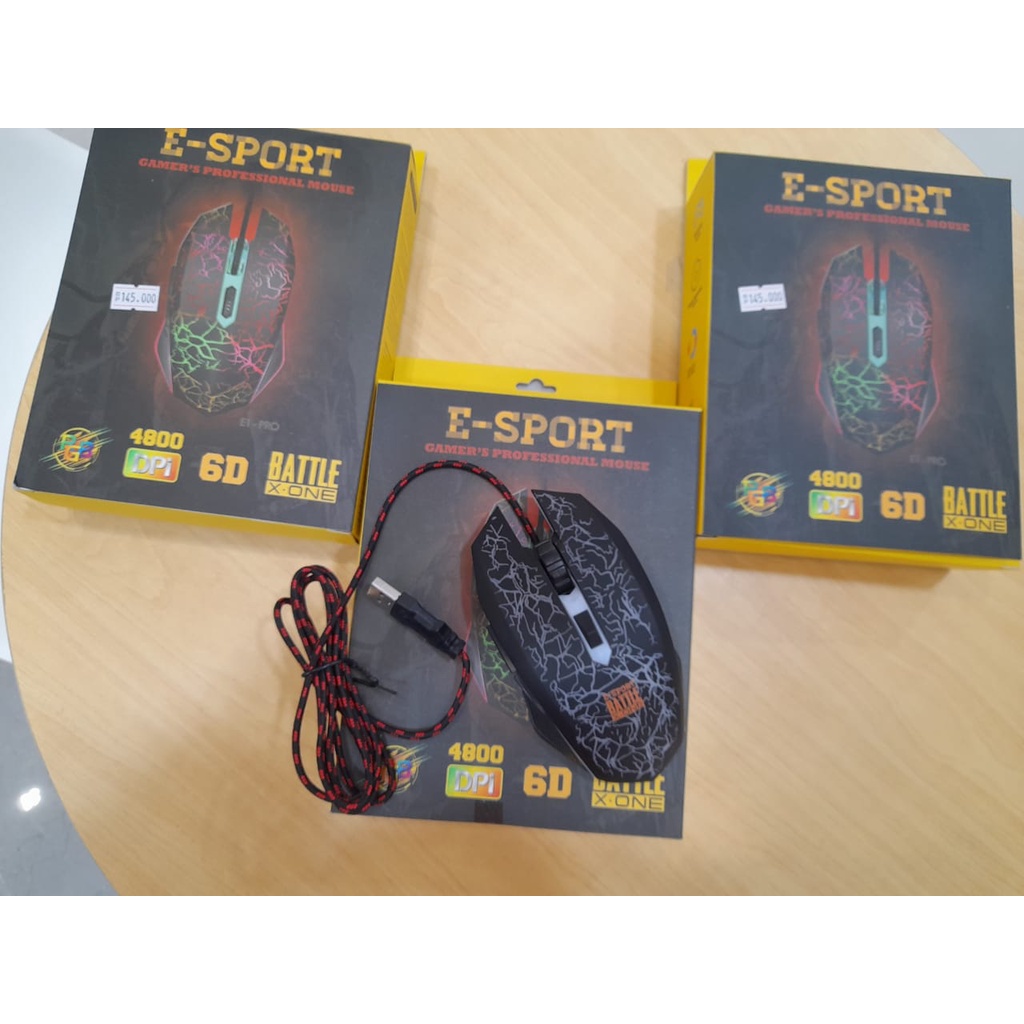 BATTLE X-ONE E1 PRO E-SPORT RGB 6D 4800 DPI GAMING MOUSE