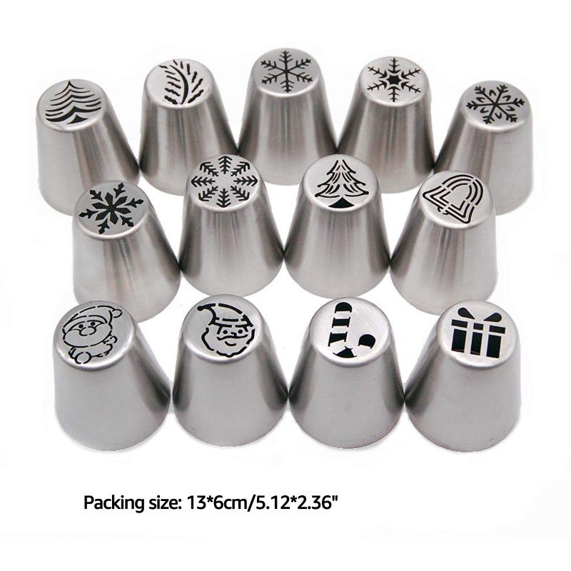 13pcs / Set Nozzle Icing Untuk Dekorasi Kue Natal