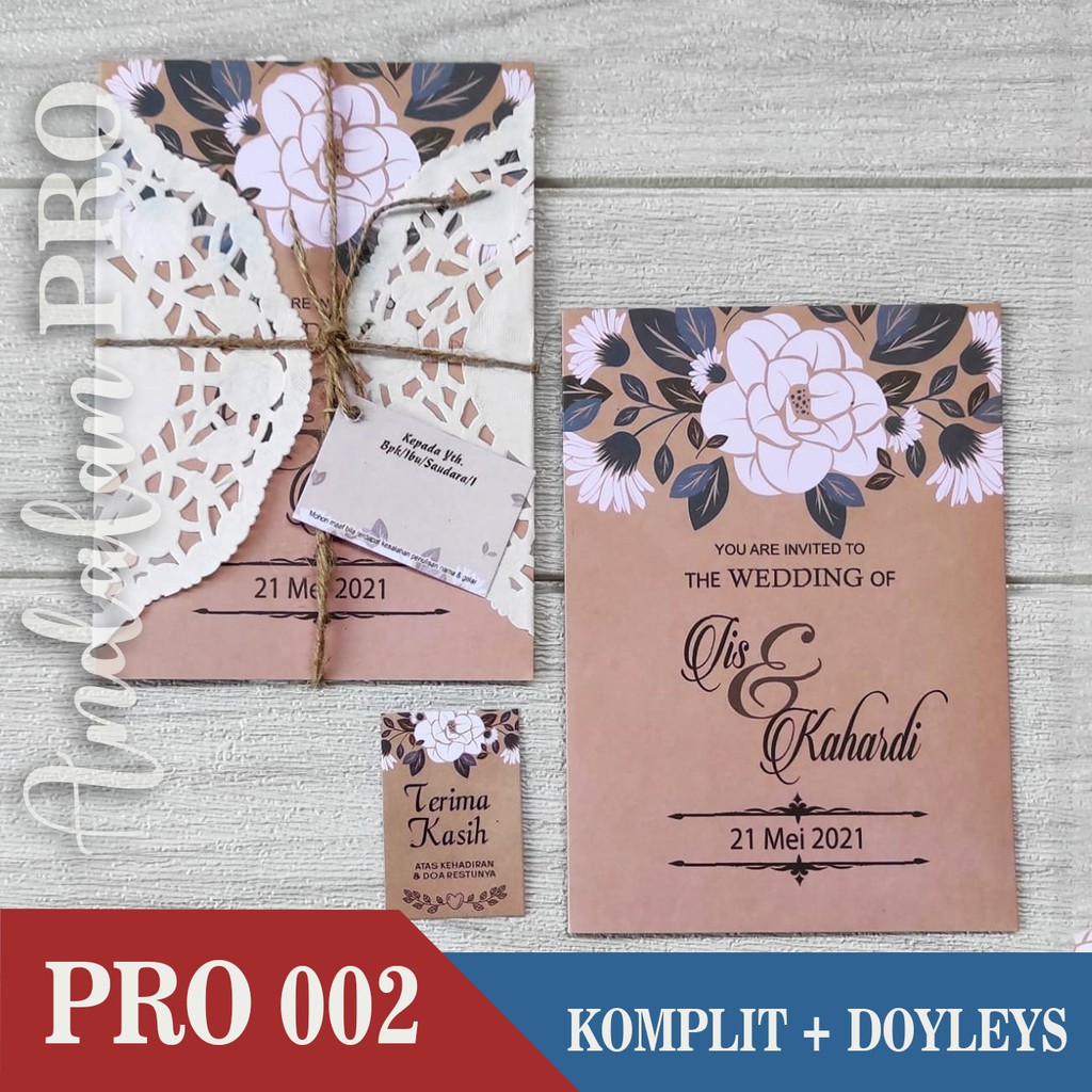 Jual Pro Varian Komplit Doyleys Cetak Undangan Pernikahan Rustic Vintage Pakai Tali