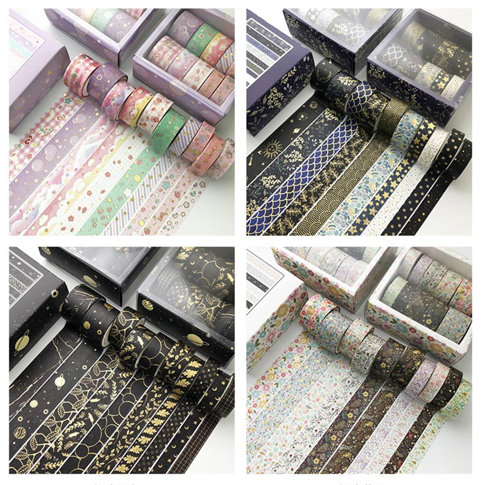Stiker Tape Washi Motif Print Bunga Multi Warna Dekorasi Scrapbook / Notebook / Sekolah