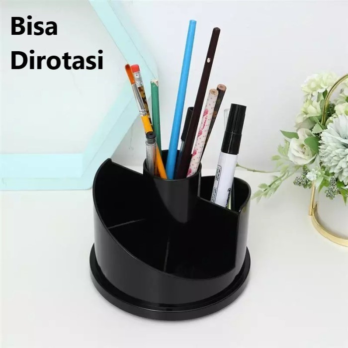 Triple W Holder Rotasi Organizer Meja Tempat Penyimapanan Pencil Pen