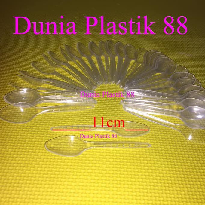 

@50BTG sendok teh STG plastik 11CM BENING transparan kecil puding cake PROMO