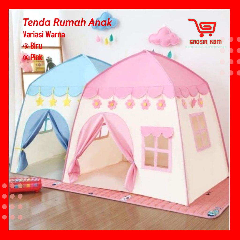 Tenda Anak Model House Rumah Jendela AN8112 Tenda Bermain Princess Castle Outdoor BIRU dan PINK tenda rumah anak