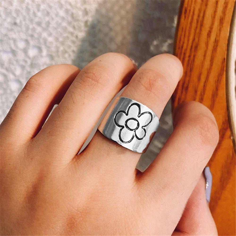 R-bunga Kupu-Kupu Cincin Set Punk Tangan Dekorasi Bohemian Temperamen Wanita Perhiasan