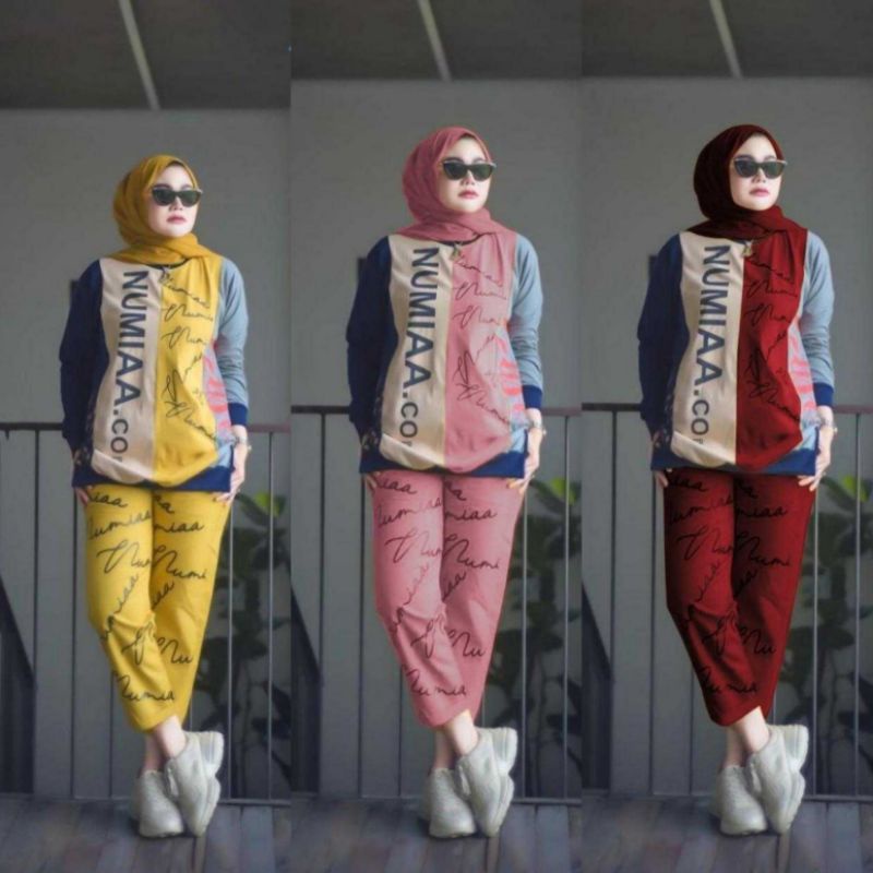SETELAN BANGKOK SETELAN BABYTERRY STELAN BAJU OLAHRAGA FASHION MUSLIM BAJU MURAH SETELAN KAOS NUMIAA