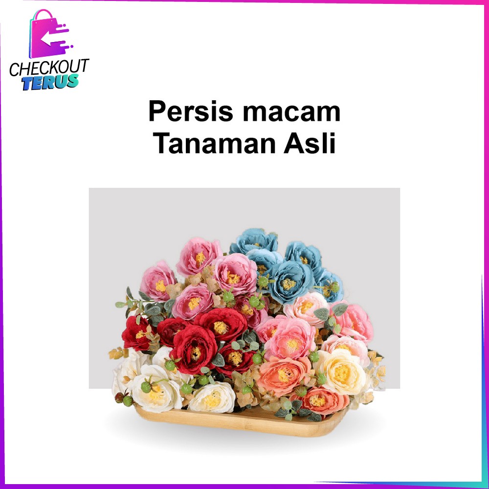 CT C677 C681 Tanaman Plastik Pot Bunga Hias Dekorasi Rumah Ornamen Bunga Peony Tanaman Hias Serbaguna